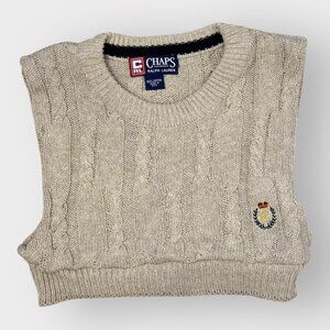 Reworked Reign Vintage Chaps Ralph Lauren Cable Knit Sweater Vest – Beige Cotton